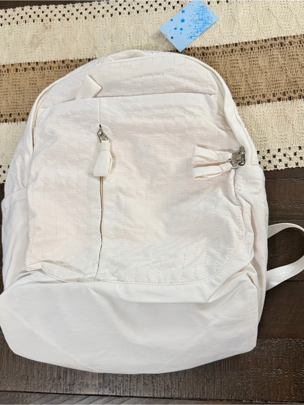 Amazon White Quilted Women's Backpack - Lightweight Everyday